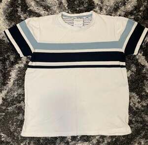 Denim & Flower Ricky Singh Men's White Striped Short Sleeve T-Shirt Size S